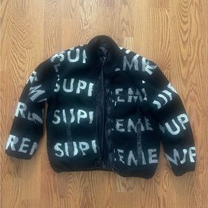 Supreme reversible logo fleece jacket black 2025
